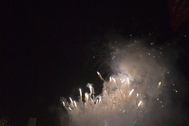 glowing fireworks in a cloud of smoke
