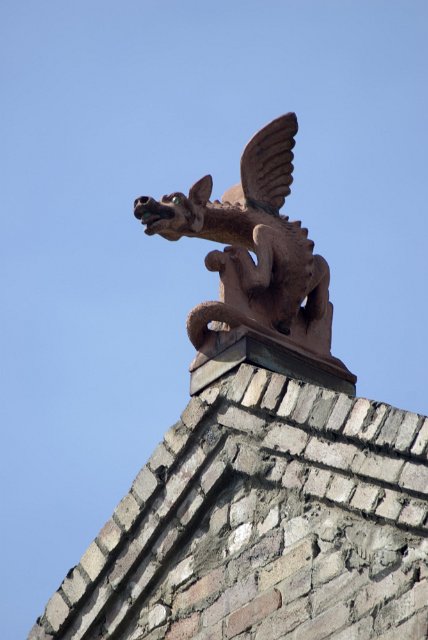 dragon perched on a gable end