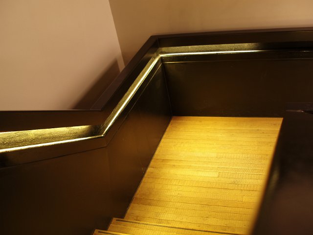 floursecent lit stairs