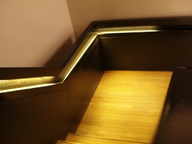 abstract floursecent lit modern staircase