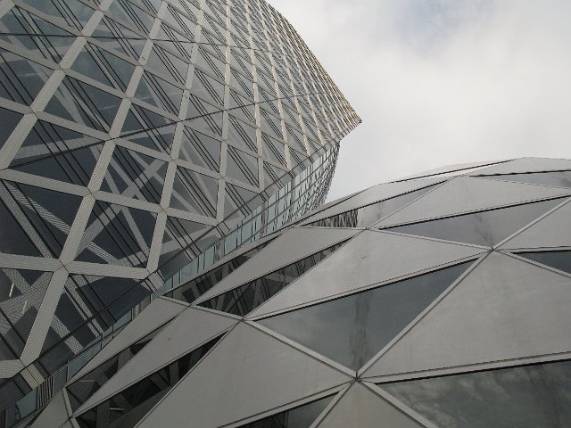 shinjuku office buildings with triangular facades
