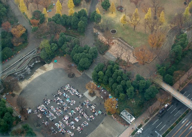 looking down on a market in tokyo japan