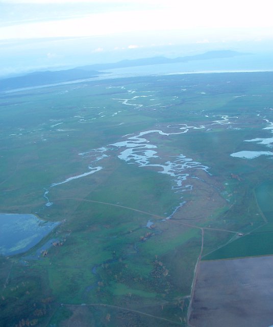 swamp land viewed form a plane window