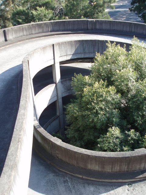 a spiral concrete carpark ramp