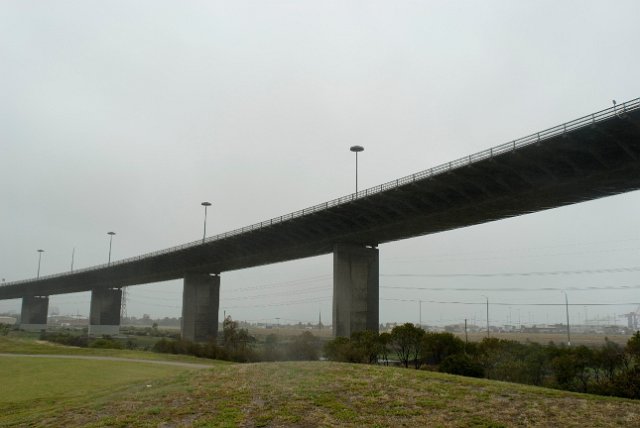 abstract of the westgate bridge on a wet day