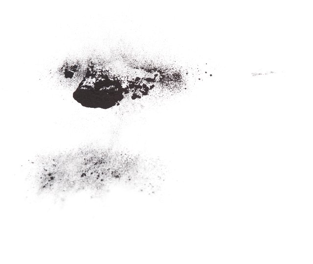 black art charcoal powder on a white background