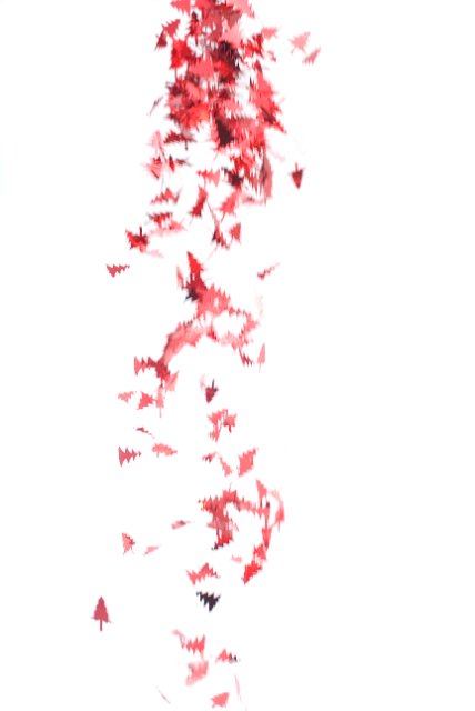 red falling glitter trees on a white background