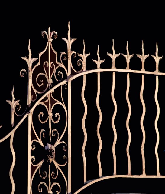 old iron fence pattern on black background