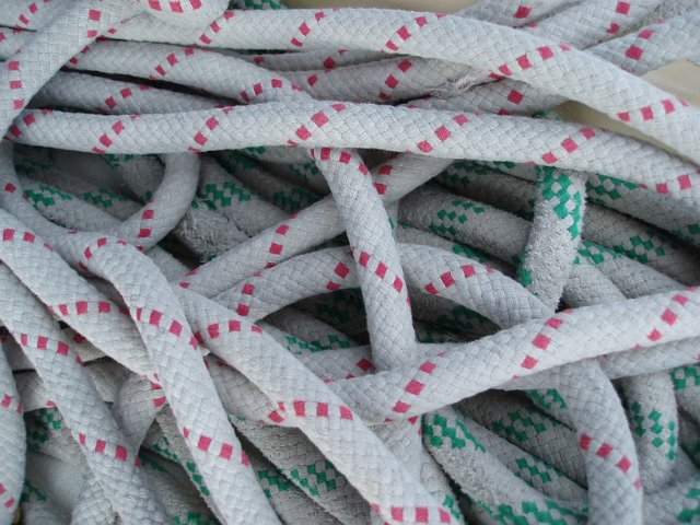 a tangle of ropes on a sailing yacht