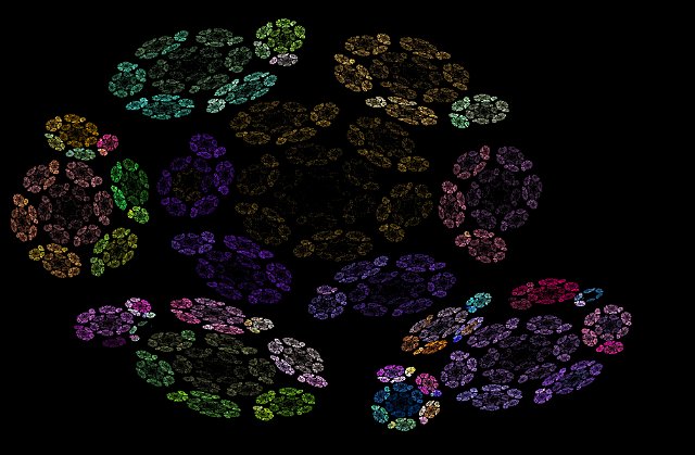 floral effect computer generated pattern on black background