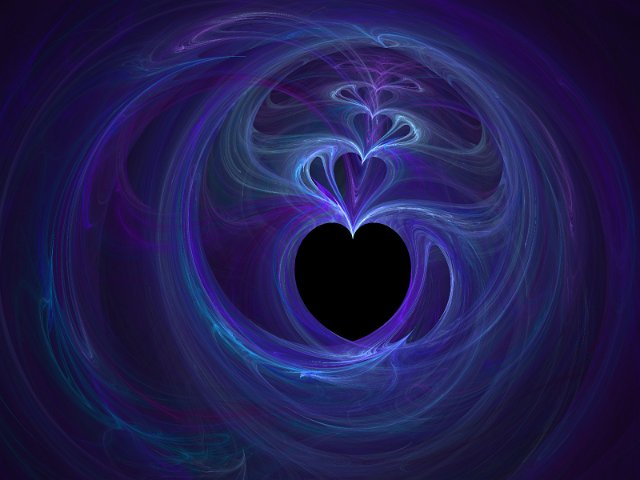computer generated love heart with swirls of blue and cyan