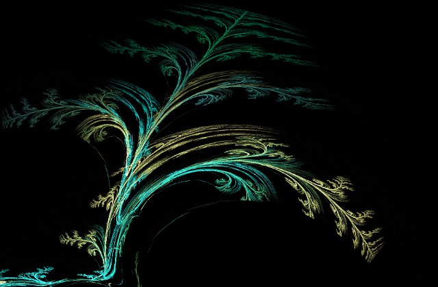 distorted surreal green and yellow fern fratal