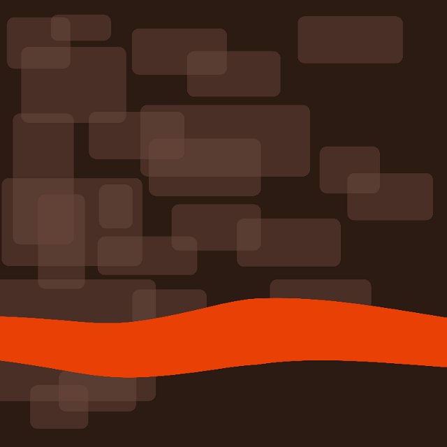 a background image of coffee coloured overlapping squares and a orange wave design