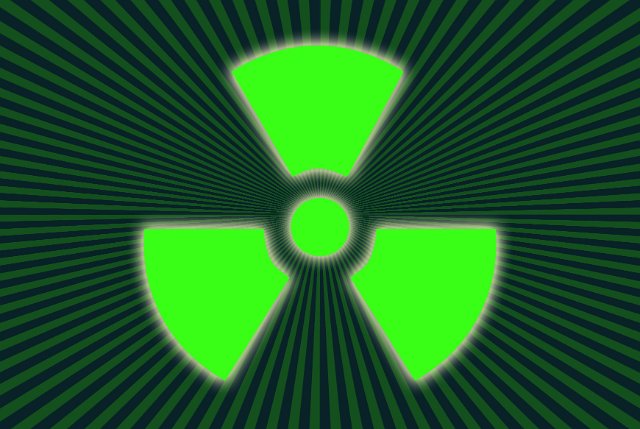 a radiation icon on a zooming backdrop