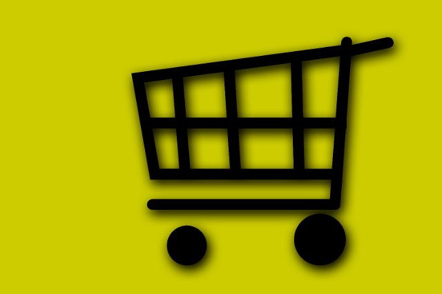 shopping cart on a yellow background