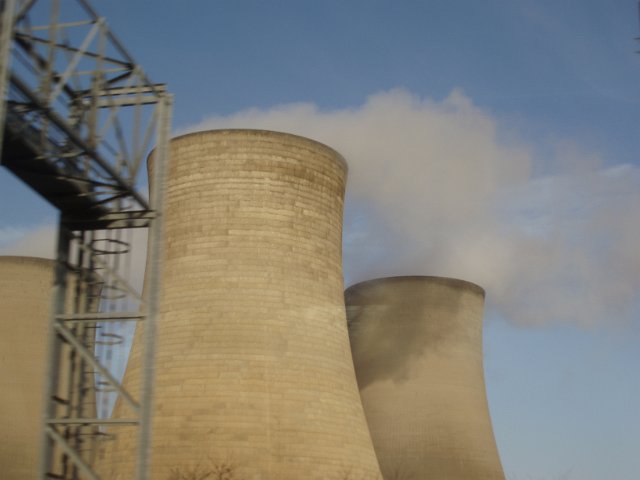 blurred power station cooling towers