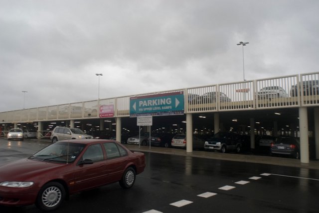 urban shopping centre carpark on a stormy day