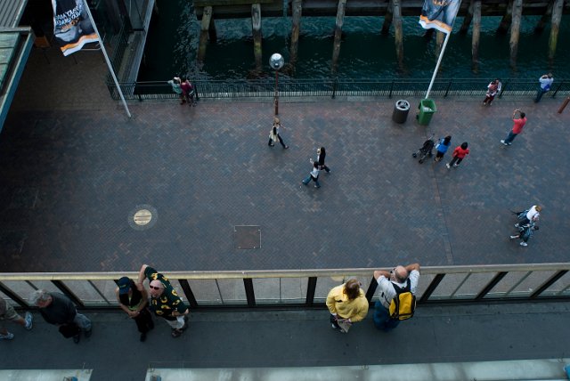 tourists at the railway station, circular quay tourist central from above