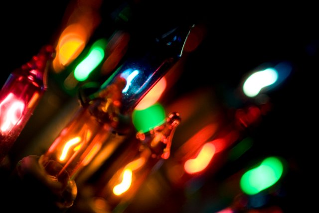 close up on colourful christmas mini lights