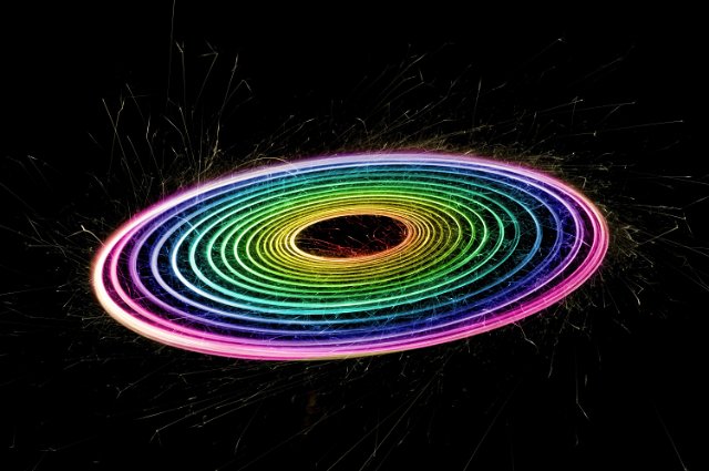 colorful oval motif with sparkling edges