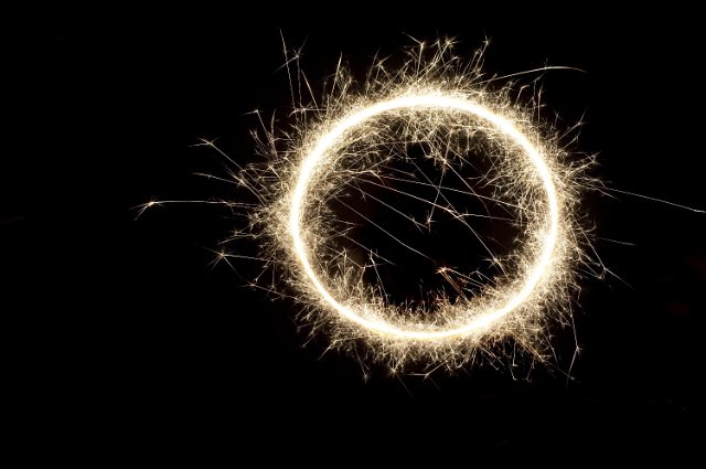 a circle of bright glowing sparks