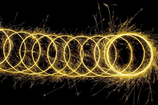 a sparking plotting a circlar pattern with camera movement