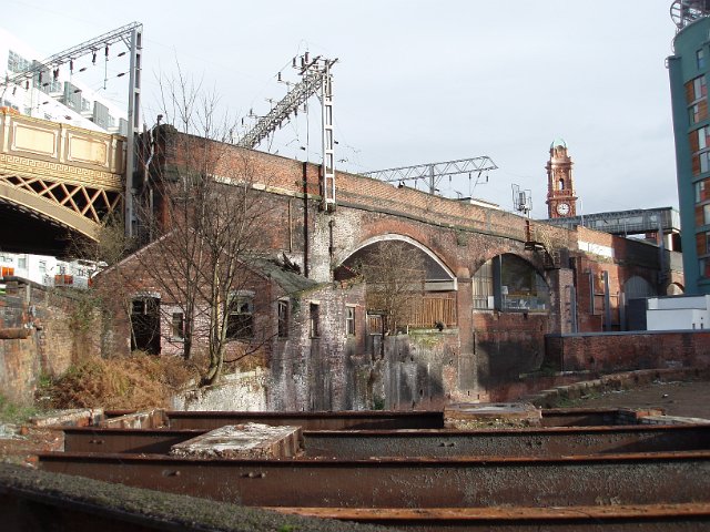 derelict brick railway arches in central manchester