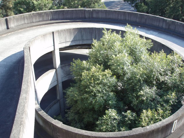 a spiral concrete carpark ramp