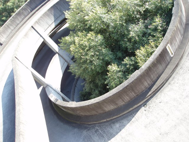 a spiral concrete carpark ramp