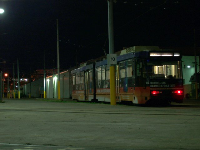 tram parked at a tram depot