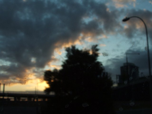 abstract shot through a dirty car window