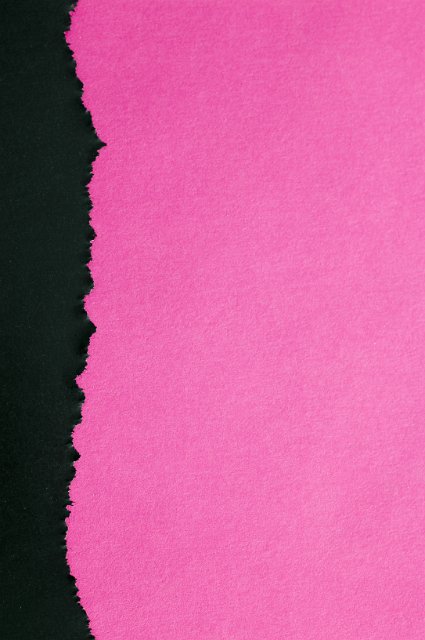 pink paper background with a torn black paper edge