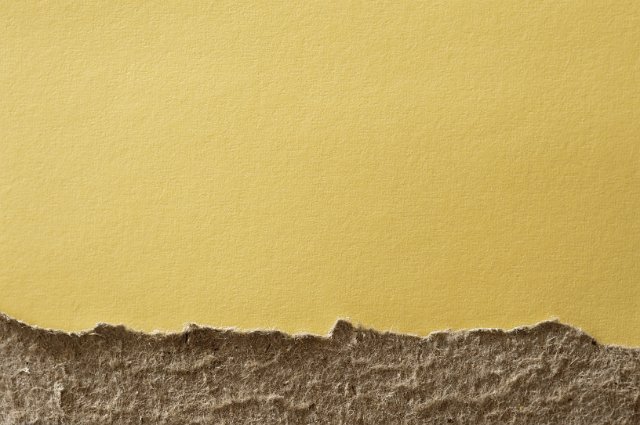 a textured yellow background with rough unbleached torn card border at the bottom
