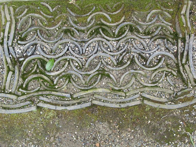 roof tiles on end make a non slip garden path