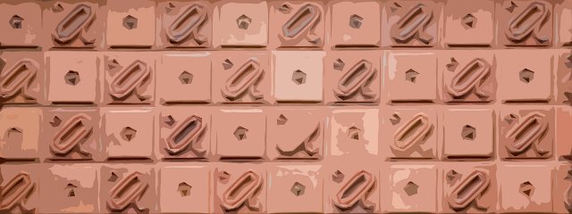 graphic cutout of decorative tiles on a building facade