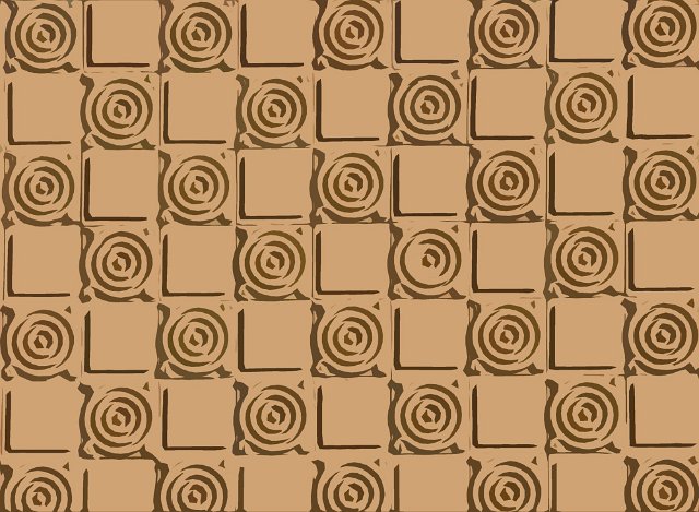 texture of clay tiles with decorative roundals or bullseyes