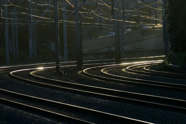 tracks and sunset