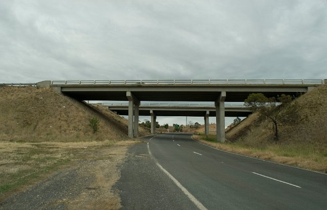 a concrete freeway overpass low key
