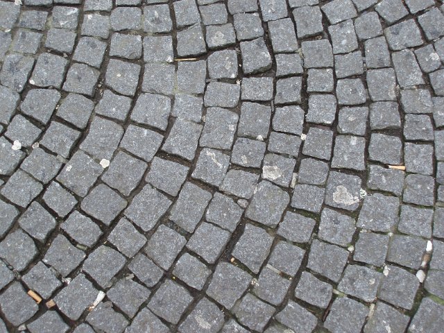 a fan shape of cobblestones