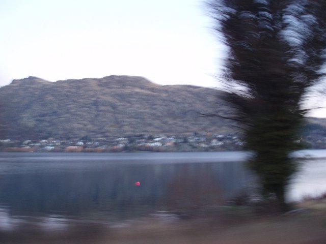 motion blurred view towards the remarkables at dusk