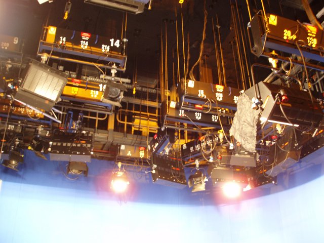 details of the lighting rigging in a tv studio