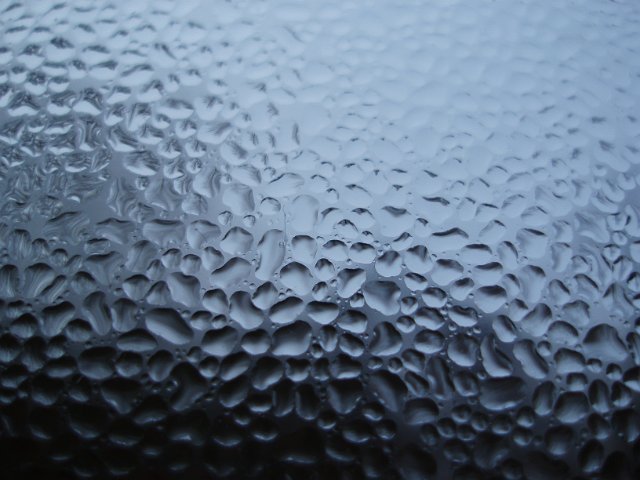 water condensed on a window