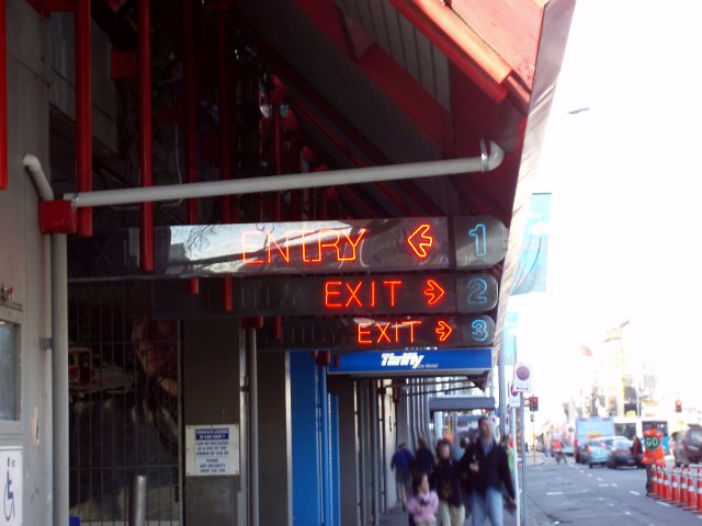 entry and exit with neon lights