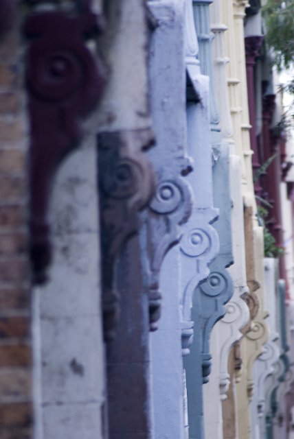 view down the side of a row of sydney terraces