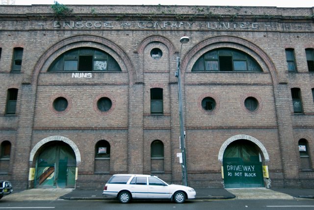 an old brick warehouse facade
