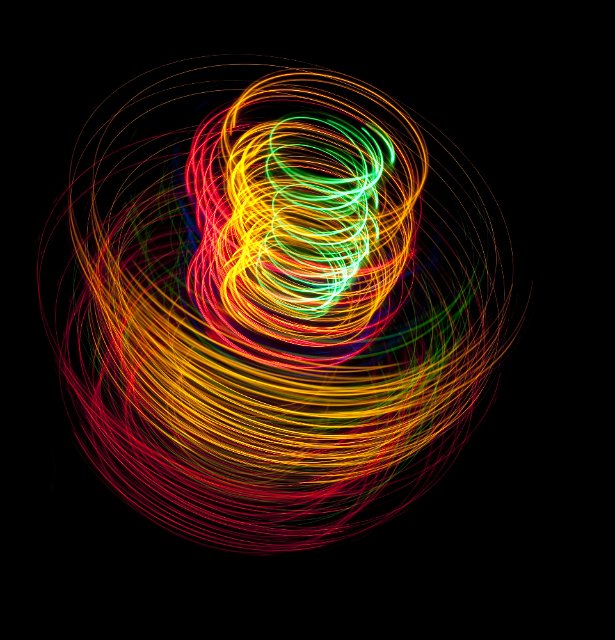 abstract coil of colorful light tracks