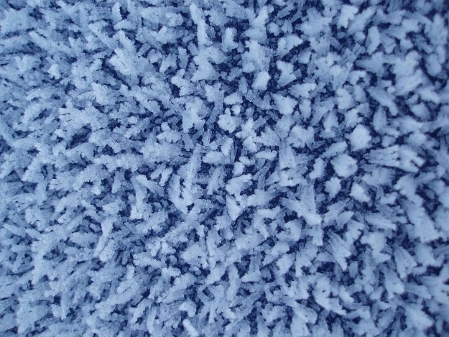 tiny ice crystals pictured on a frost winter morning
