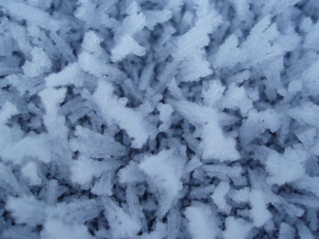 frosty, spike like growths of rime frost