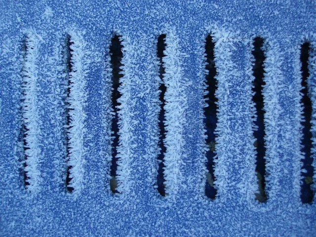 frost on a car passenger ventilation grile