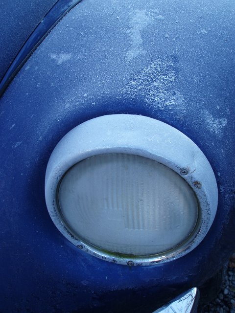 frost on a front of a classic vw beetle or bug